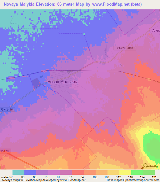 Novaya Malykla,Russia Elevation Map