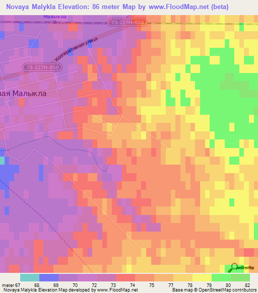 Novaya Malykla,Russia Elevation Map