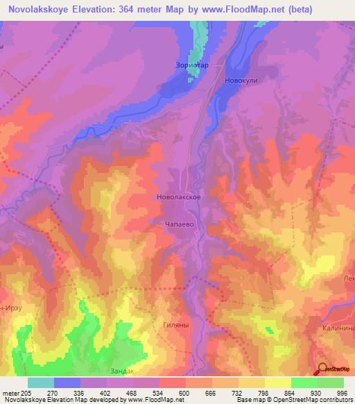 Novolakskoye,Russia Elevation Map