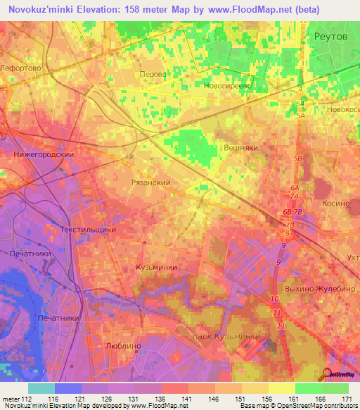 Novokuz'minki,Russia Elevation Map