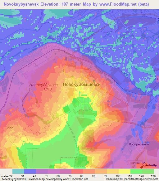 Novokuybyshevsk,Russia Elevation Map