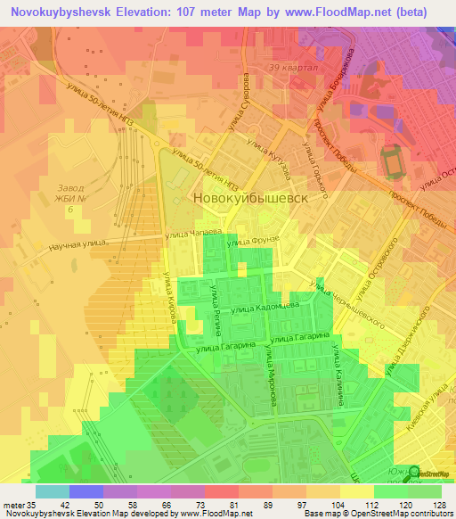 Novokuybyshevsk,Russia Elevation Map