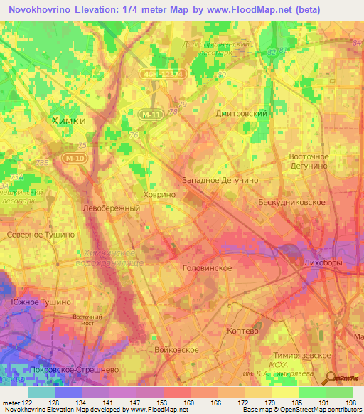 Novokhovrino,Russia Elevation Map