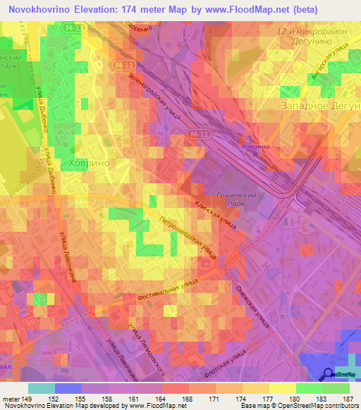 Novokhovrino,Russia Elevation Map
