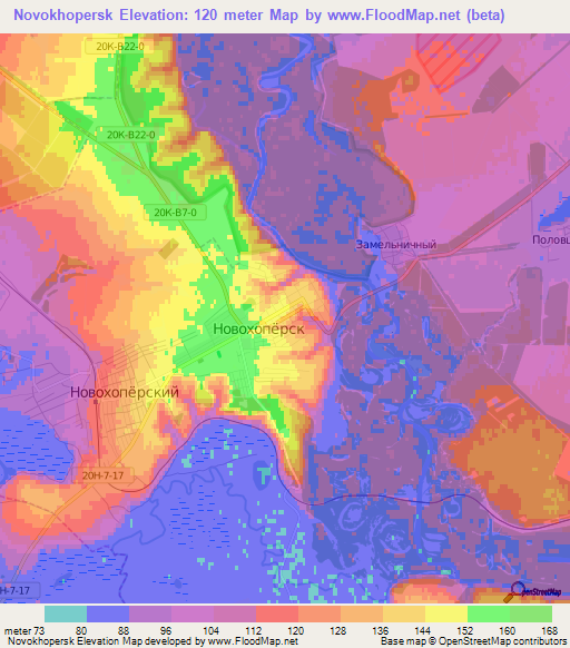 Novokhopersk,Russia Elevation Map