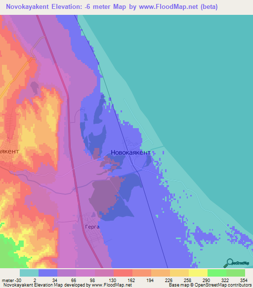 Novokayakent,Russia Elevation Map