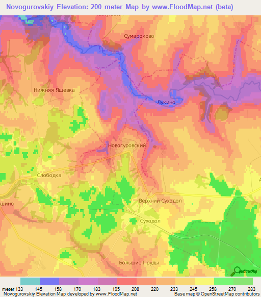 Novogurovskiy,Russia Elevation Map