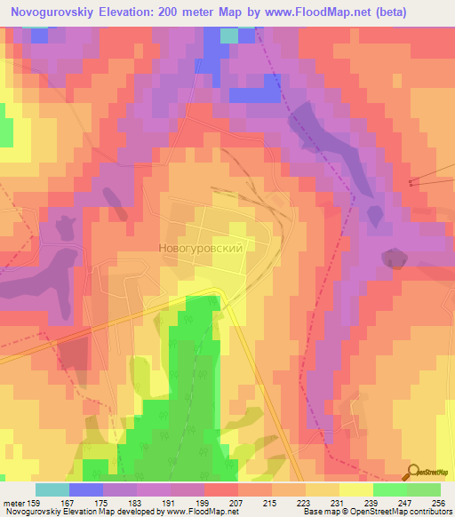 Novogurovskiy,Russia Elevation Map