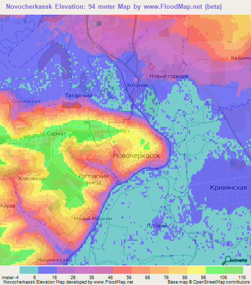 Novocherkassk,Russia Elevation Map