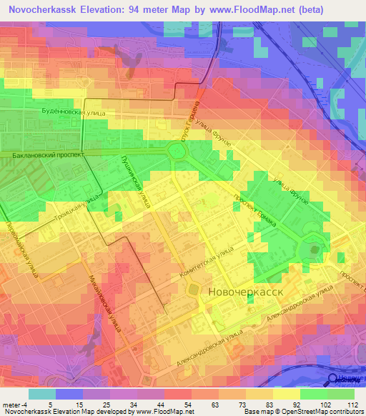 Novocherkassk,Russia Elevation Map