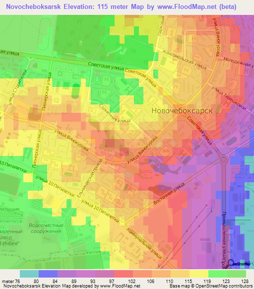 Novocheboksarsk,Russia Elevation Map