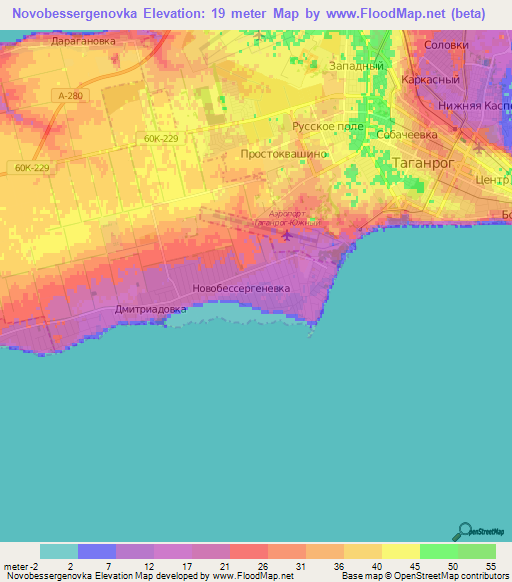 Novobessergenovka,Russia Elevation Map