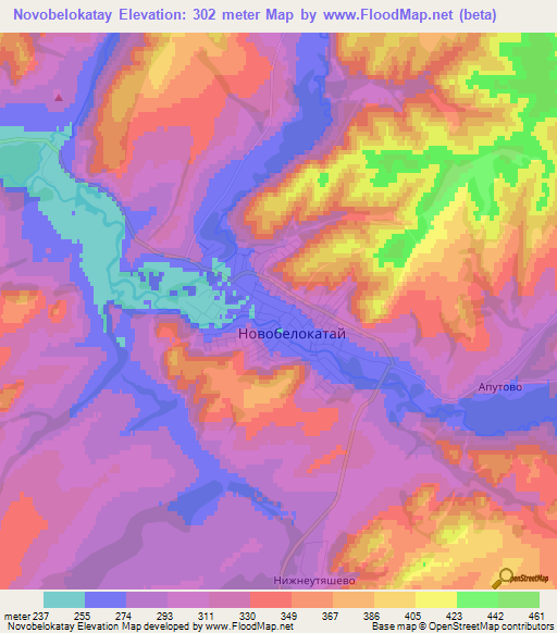 Novobelokatay,Russia Elevation Map