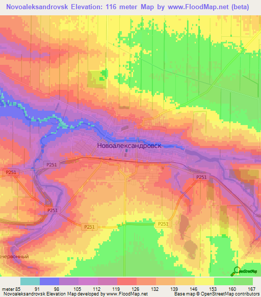 Novoaleksandrovsk,Russia Elevation Map