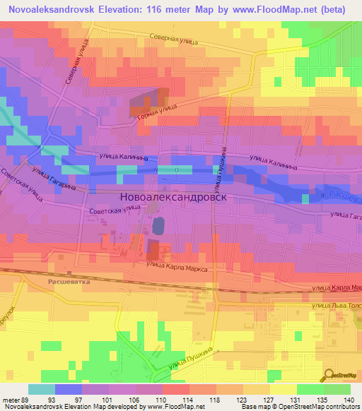 Novoaleksandrovsk,Russia Elevation Map