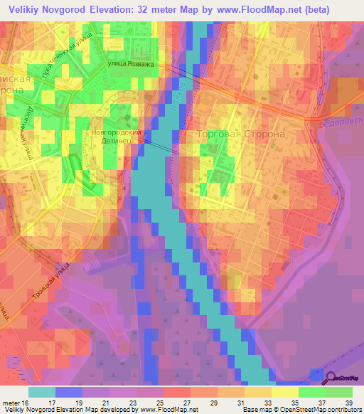 Velikiy Novgorod,Russia Elevation Map