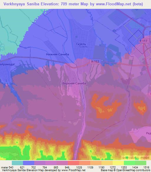 Verkhnyaya Saniba,Russia Elevation Map