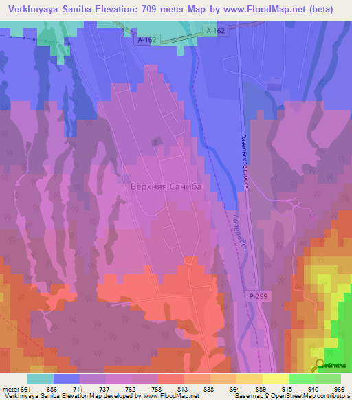 Verkhnyaya Saniba,Russia Elevation Map