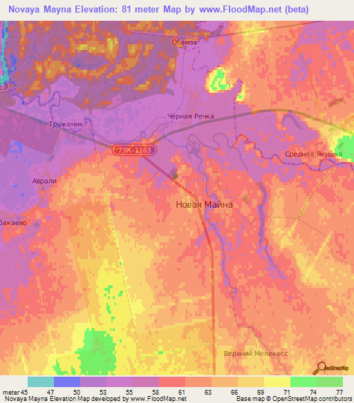 Novaya Mayna,Russia Elevation Map