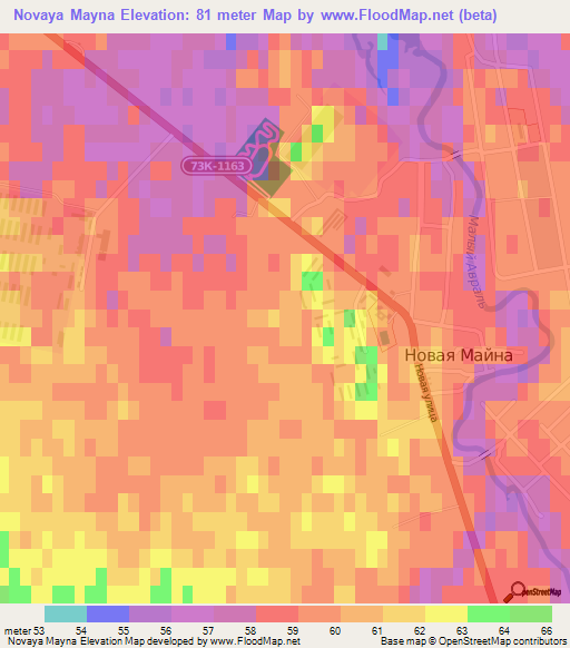 Novaya Mayna,Russia Elevation Map