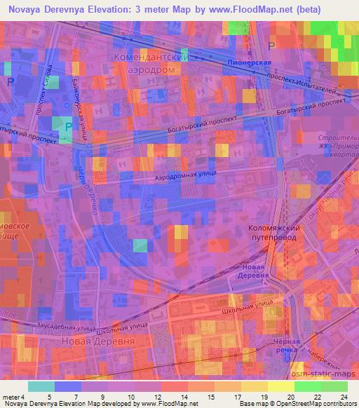 Novaya Derevnya,Russia Elevation Map