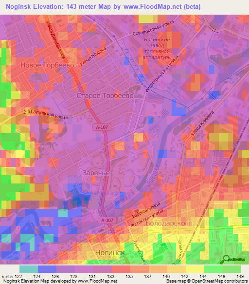 Noginsk,Russia Elevation Map