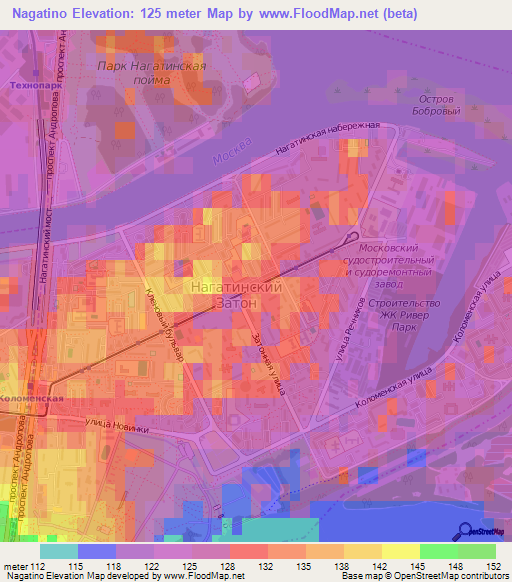 Nagatino,Russia Elevation Map