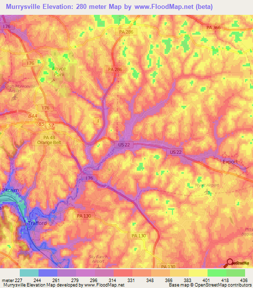 Murrysville,US Elevation Map