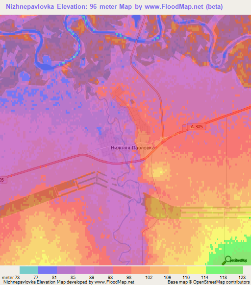 Nizhnepavlovka,Russia Elevation Map