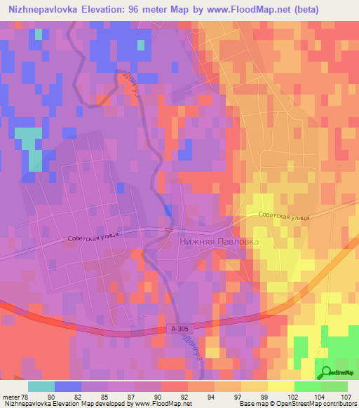 Nizhnepavlovka,Russia Elevation Map