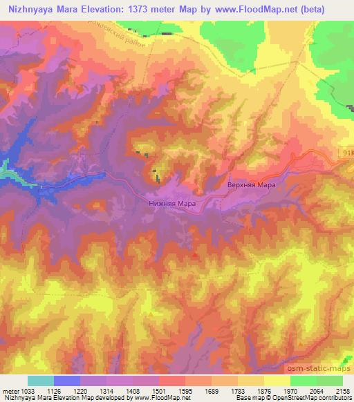 Nizhnyaya Mara,Russia Elevation Map