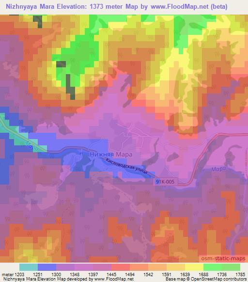 Nizhnyaya Mara,Russia Elevation Map