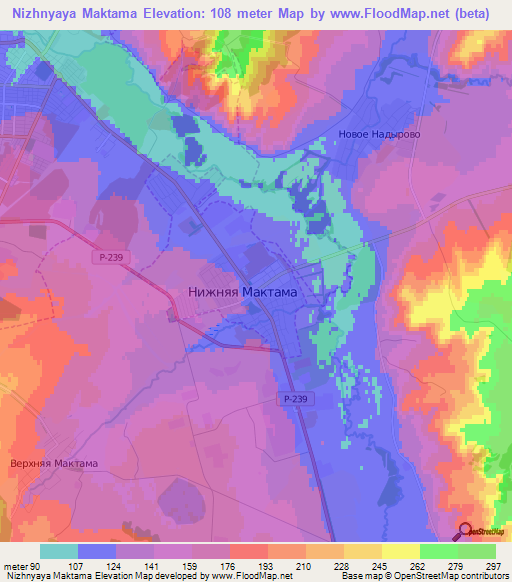 Nizhnyaya Maktama,Russia Elevation Map