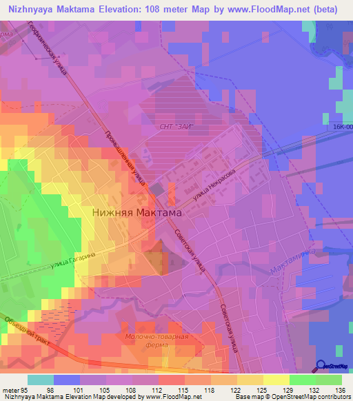 Nizhnyaya Maktama,Russia Elevation Map