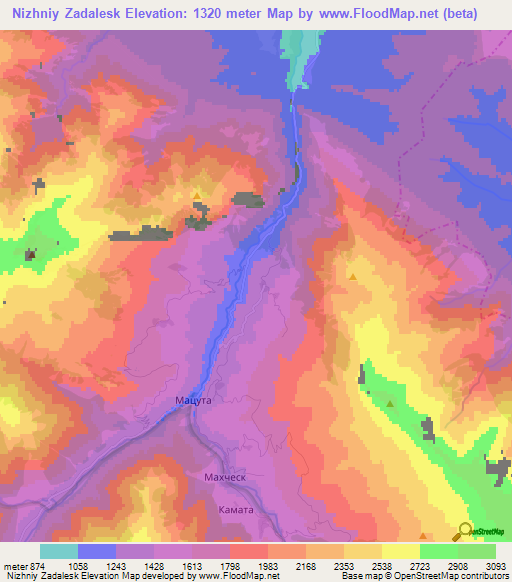 Nizhniy Zadalesk,Russia Elevation Map