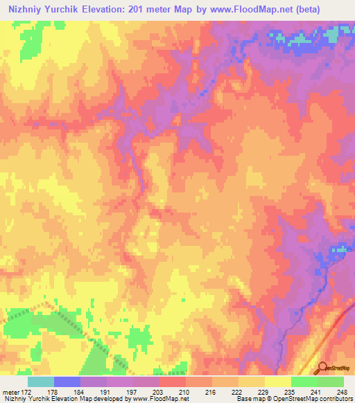 Nizhniy Yurchik,Russia Elevation Map