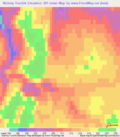 Nizhniy Yurchik,Russia Elevation Map