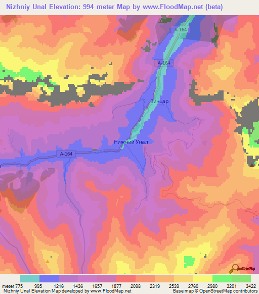 Nizhniy Unal,Russia Elevation Map