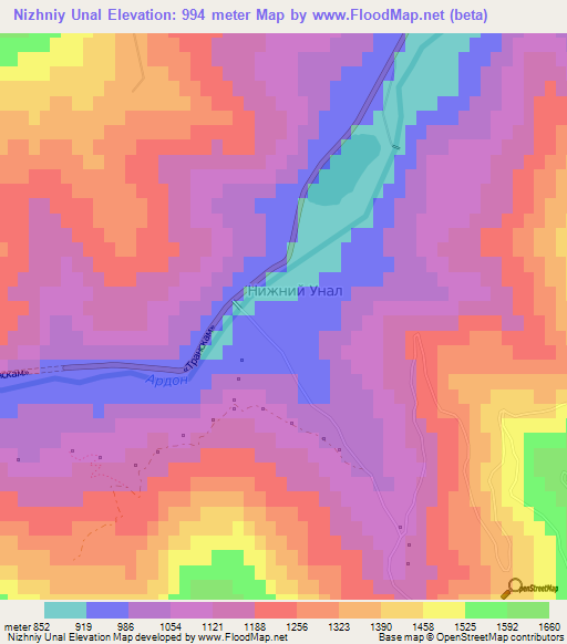 Nizhniy Unal,Russia Elevation Map