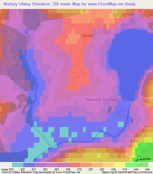 Nizhniy Ufaley,Russia Elevation Map