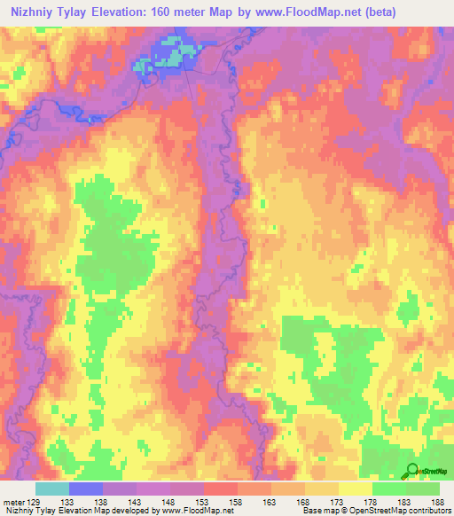 Nizhniy Tylay,Russia Elevation Map