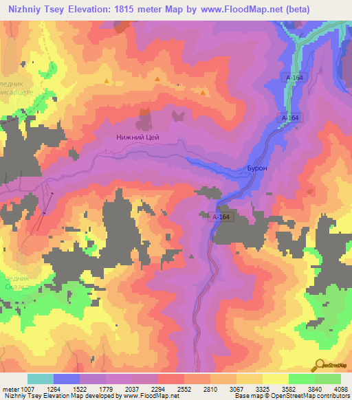 Nizhniy Tsey,Russia Elevation Map