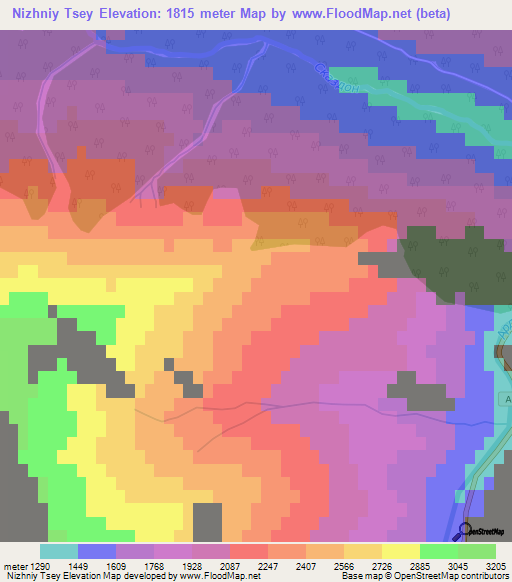 Nizhniy Tsey,Russia Elevation Map