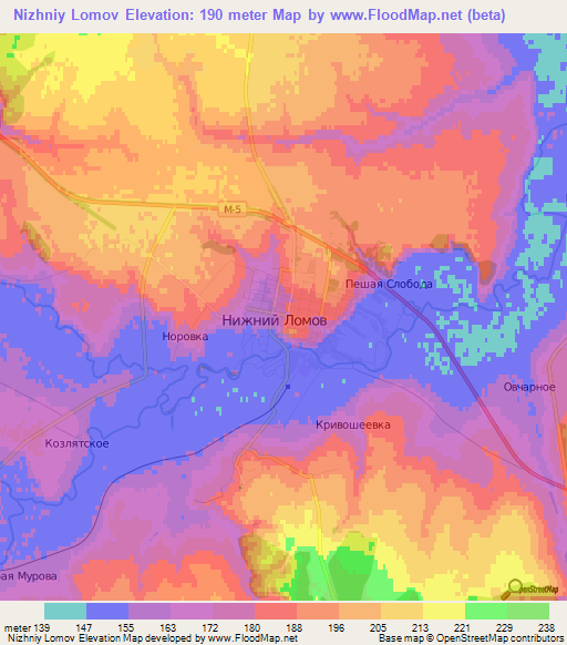 Nizhniy Lomov,Russia Elevation Map