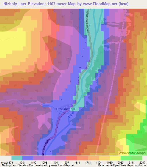 Nizhniy Lars,Russia Elevation Map