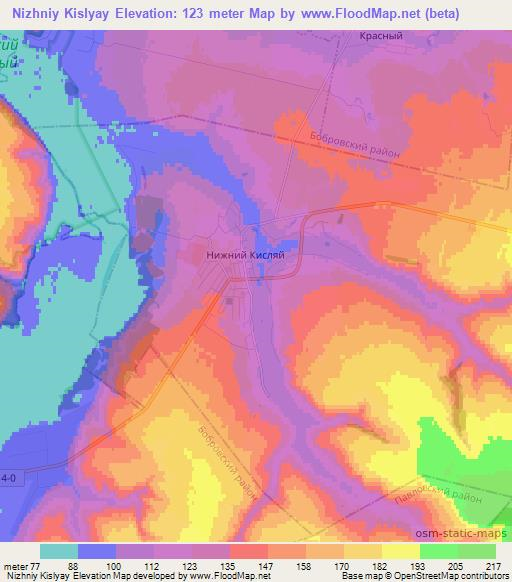 Nizhniy Kislyay,Russia Elevation Map