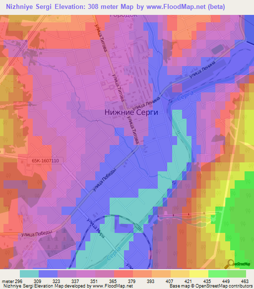 Nizhniye Sergi,Russia Elevation Map