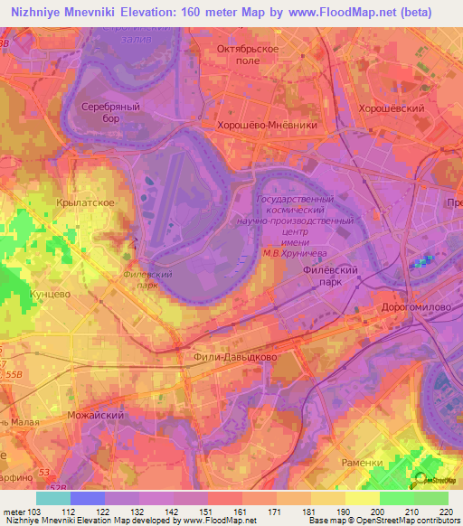 Nizhniye Mnevniki,Russia Elevation Map