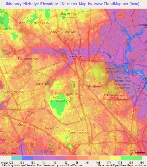 Likhobory Nizhniye,Russia Elevation Map