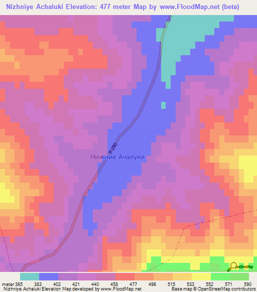 Nizhniye Achaluki,Russia Elevation Map